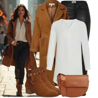 Výstřih na ramena Outfit s Šedá/Bílá/Fialová/Krémová Tunikové Tričko/Elegantní Tunika/Klasická tunika/Dlouhá Halenka Vila "Zimní look"