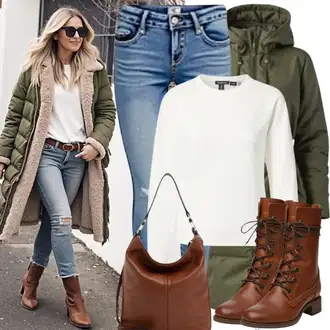 Outfit sa Smeđa Chelsea Gležnjača/Čizma za Jahanje About You "Elegantan izgled za jesen"