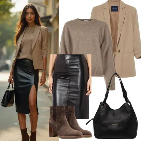 Kombinace Nový Rok Černá Sukně z umělé kůže/Kožená Sukně/Kožená Minisukně MangoLook: Bar, Koncert, Biřmování, Firemní večírek, Galavečer, Nový Rok, Zvláštní příležitosti, Matriční úřad, Párty