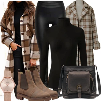 Veslování Outfit s Černá/Tmavě šedá/Zlatý Páska/Náramek/Brož/Řetízkové hodinky/Řemínek pro hodinky/Pecka/Přívěsek do ucha/Jemný Řetízek/Vlasový Doplněk/Nástroj pro hodinky/Sponka do ucha Tamaris "Elegantní vzhled pro podzim"Look: Lakros, Veslování
