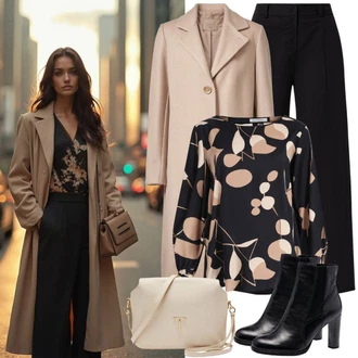 Outfit sa Siva/Smeđa/Bež/Kaki Vuneni Kaput/Midi Kaput/Dugi kaput/Kaput od Kašmira/loden kaput/Dugi Kaput/Zimski Kaput Vuneni kaput Only "Elegantni zimski outfit"