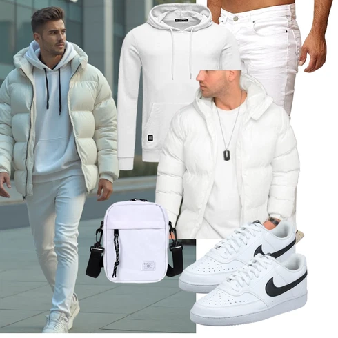 Weiß/Creme Thermojacke/Kunstfaserjacke/Schlupfjacke/Winterjacke/Daunenjacke/SommerDaunenjacke/Kapuzenjacke/Puffer Jacke Behype kombinieren