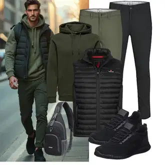Hütten Outfit mit Dunkelgrün/Grün/Khaki Jack & Jones "Freizeit Outfit"Look: Wasen, Konzert, Hütten, Schule, Standesamt, Festival, Pop Konzert