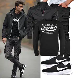 Tapered Outfit mit Schwarz/Khaki Sporthose/Jogger Hose/Löcherne Hose/Cargo-Jogginghose/Cargohose/Capri/Cargo Short GINGTTO, Rosa/Rot/Schwarz Unisex Hoodie/Women's Fleece Sweatshirts/Damen Pullover/Sport Sweatshirt Indicode "Freizeit Outfit"