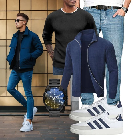 Kariert Dunkelblau/Blau LanglaufJacke/SportJacke/ThermoJacke/MerinoJacke/Jacke mit Seitlichem Reißverschluss/StrickfleeceJacke Huayuzh kombinieren