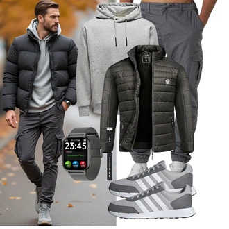 Outfit mit Hellgrau/Dunkelgrau/Grau/Khaki Boyfriend Hose/TrekkingHose/FunktionsHose/Cargo-JoggingHose/Capri/CargoHose/Cargo Short Smith & Solo "Freizeit Outfit"