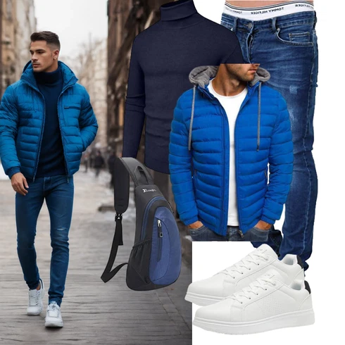 Blau/HellBlau Jacke mit Seitlichem Reißverschluss/Daunenjacke/Steppjacke/Winterjacke/Kapuzenjacke/Puffer Jacke shownicer kombinieren