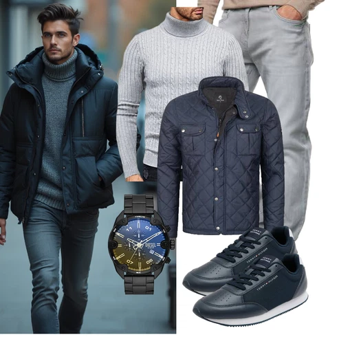 Dunkelblau/Blau/Hellblau KunstfaserJacke/WachsJacke/SteppJacke Rock Creek kombinieren