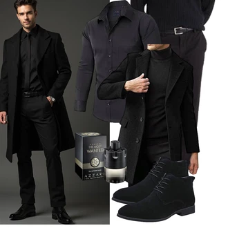 Schick Herbst Outfit mit Schwarz/Grau "Freizeit Outfit"Look: Business, Büro, Französische, Smart Casual, Moderne, Schick, Leger, Stil, Kuschel