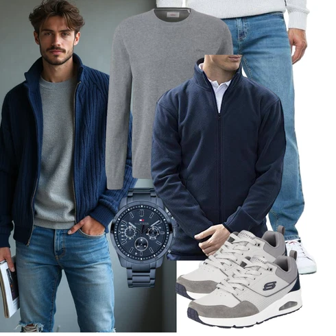 Dunkelblau/Hellblau/Blau StrickFleecejacke/Merinojacke pro rtx kombinieren