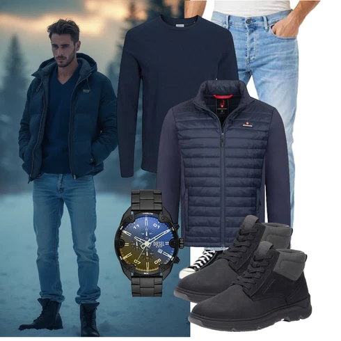 Dunkelblau/Hellblau 2in1 Jacke/IsolationsJacke/Verstaubare Jacke/HybridJacke/ThermoJacke Höhenhorn kombinieren