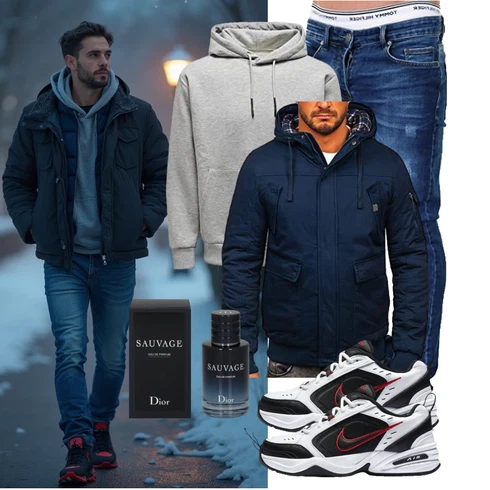Dunkelblau/Blau Isolationsjacke/Trachtenstrickjacke/Cargojacke/Winterjacke/Uniformjacke/Ripstopjacke/Kapuzenjacke BOLF kombinieren