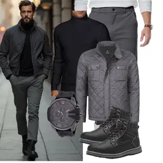 Tapered Outfit mit Dunkelgrau/Hellgrau/Grau Elegancity "Freizeit Outfit"