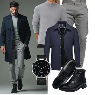 Winter Outfit mit Schwarz Schnürschuh/Vintage Stiefelette/Leder Stiefelette/Lederschuh/Gefütterte Stiefelette/Flache Stiefelette/Springerstiefel/Klassischer Stiefel/Schnürstiefelette SL-Saint "Freizeit Outfit"