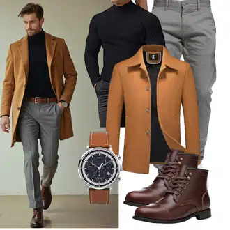 Winter Outfit mit Braun/Dunkelrot/Dunkelbraun/Rot Vintage Stiefelette/Gefütterte Stiefelette/Leder Stiefelette/Springerstiefel/Reitstiefel/Schnürstiefelette/Rahmengenähter Schuh/Klassischer Stiefel SL-Saint "Freizeit Outfit"