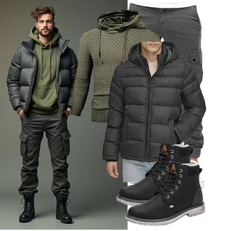 Winter Outfit mit Schwarz Wattierte Stiefel/Winter Stiefel/Schnürstiefel/Wasserdichter Stiefel/Klassischer Stiefel/Wasserfester Schuh/Winter Stiefelette/Gefütterte Stiefelette/Herren Lederschuhe/Winter Sneaker Mishansha "Freizeit Outfit"