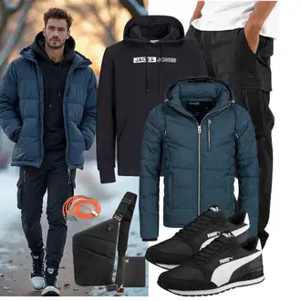 Outfit mit Schwarz/Dunkelblau/Khaki MotorradHose/Cargo-JoggingHose/Carpenter Hose/CargoHose/Capri/Cargo Short DUOLUVA "Freizeit Outfit"
