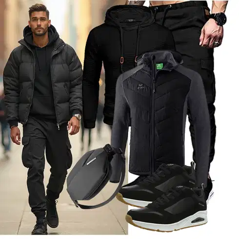 Herbst Schwarz/Khaki FreizeitHose/SportHose/WinterHose/Jogger Hose/CargoHose/Cargo-JoggingHose/Capri/Cargo Short Elegancity kombinieren