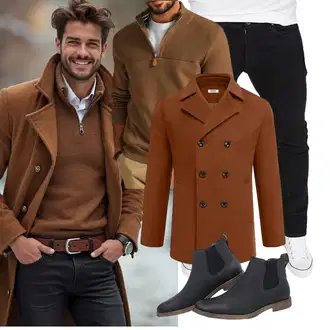 Outfit mit Orange/Braun COOFANDY "Freizeit Outfit"