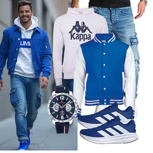 Baseball Blau Vintage Jacke/CollegeJacke AWDIS kombinierenLook: Baseball
