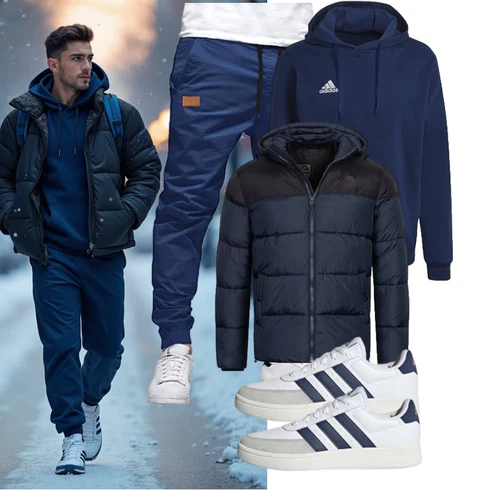 Dunkelblau/Blau Thermojacke/2in1 Jacke/Hybridjacke/Winterjacke/Isolationsjacke/Kunstfaserjacke/Daunenjacke/Puffer Jacke Indicode kombinieren