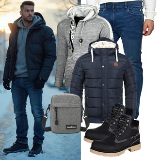 Outfit mit Schwarz SchnürStiefelette/Wattierte Stiefel/Winter Stiefelette/Klassischer Stiefel/Herren Lederschuhe/Gefütterte Stiefelette/Sicherheitsschuh/Wasserfester Schuh/Wasserdichter Stiefel Gaatpot "Freizeit Outfit"
