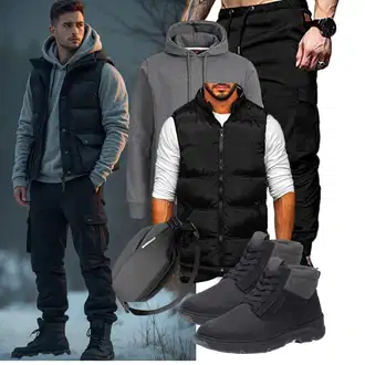 Elegant Outfit mit Schwarz/Khaki FreizeitHose/SportHose/WinterHose/Jogger Hose/CargoHose/Cargo-JoggingHose/Capri/Cargo Short Elegancity "Freizeit Outfit"Look: Casual, Schick, Uni, Goa, Stil, Techno, Hip Hop, Coole, Rap, Workwear, Streetwear, Smart Casual, Unisex, Trendige, Elegant