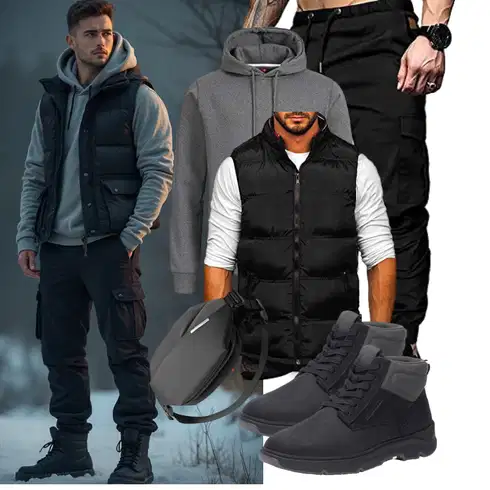 Herbst Schwarz/Khaki FreizeitHose/SportHose/WinterHose/Jogger Hose/CargoHose/Cargo-JoggingHose/Capri/Cargo Short Elegancity kombinieren