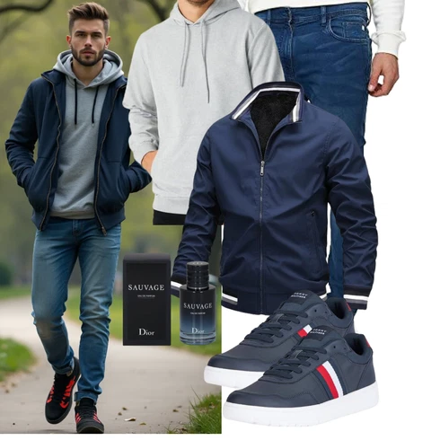 Dunkelblau/Blau Nylonjacke/Fliegerjacke/Sommerjacke/Trachtenstrickjacke/Frühlingsjacke/Sportjacke/Innenfutter Jacke/Bomberjacke/Jacke mit Seitlichem Reißverschluss/Uniformjacke/Collegejacke AIEOE kombinieren