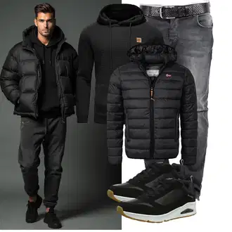 Outfit mit Schwarz Jeans Leder Schuhe Rock Creek "Freizeit Outfit"