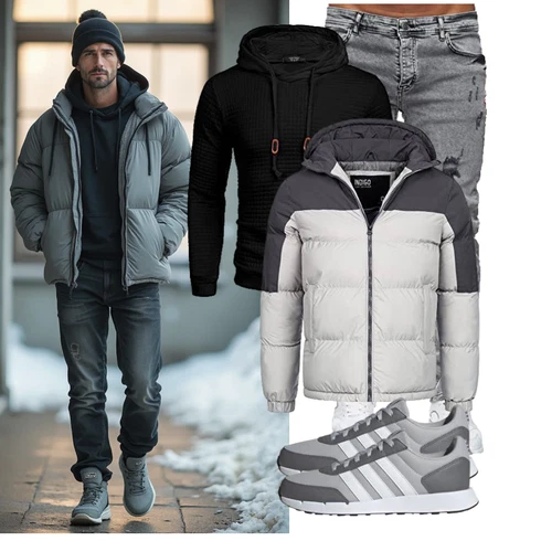 Grau/Hellgrau/Silber HybridJacke/2in1 Jacke/SommerdaunenJacke/SchneeJacke/SkiJacke/KunstfaserJacke/WinterJacke/DaunenJacke/Puffer Jacke Indicode kombinieren