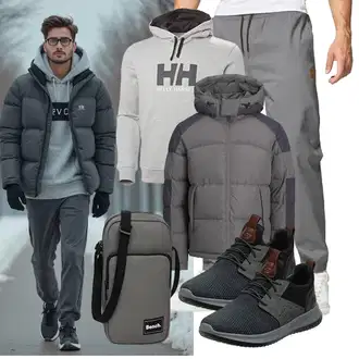 Outfit mit Hellgrau/Grau/Dunkelgrau Stoffhose/Musselin Hose/Trainingshose/Funktionshose/Schlupfhose/Karottenhose/Sporthose/Boyfriend Hose/Jogger Hose/Capri/Freizeithose/Slim Hose ZOXOZ "Freizeit Outfit"