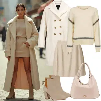 Outfit s Krémová/Bílá/Béžová Vintage Kabát/Teddy Kabát/Kožich Kabát/kabát z Lamy Dorothy Perkins (Petite) "Ideální pro podzim"