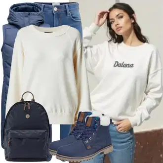 Naguban ovratnik outfit mit Modra/Temno modra/Črna Telovnik/Poslovni telovnik/Blezer brezrokavnik/Kratek Telovnik/Jahalni Brezrokavnik/Reverzibilni Brezrokavnik/Puhasti Brezrokavnik/Eleganten Telovnik Rains "Jesenska obleka za vsakdanjo uporabo"