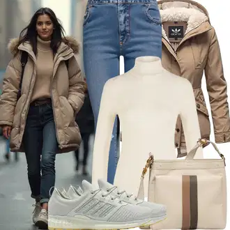 outfit mit Khaki/Bež/Roza/Rjava Zimska Jakna/Box jakna/Prehodna Jakna Jesenska jakna/Jakna s Kapuco kesi "Jesenska obleka za vsakodnevno uporabo"