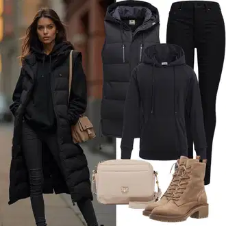 outfit mit Rjava/Bež/Oranžna Bojni Škorenj/Škornj na Vezalke boto "Jesenska sproščena obleka"