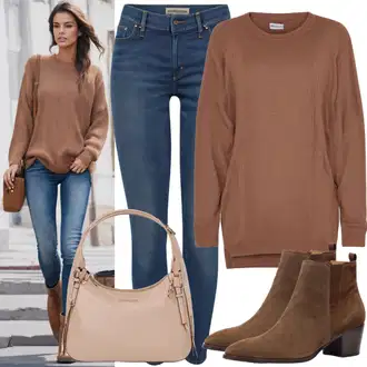 outfit mit Temno Siva/Siva/Rjava/Vinsko rdeča Plašč iz Kašmirja/Dolg Plašč/Dolg Plašč/Midi Plašč/Volneni Plašč/Loden Plašč/Vintage Plašč/Volnen zimski Plašč answear lab "Jesenski Chic Outfit"