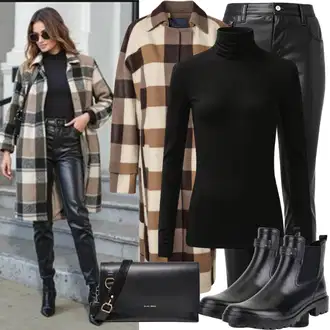 outfit mit Rumena/Bela/Rjava/Zelena Plašč iz Bukleja/Plašč iz Tvida/Pleteni Plašč/Prehodni Plašč/Dolg plašč/Volnen Zimski Plašč/Poletni Plašč/Midi Plašč/Volneni Plašč/Plašč iz Kašmirja answear lab "Jesenski videz"