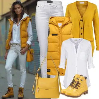 outfit mit Rjava/Oranžna/Rumena Treking Čevelj/Zimske superge/Klasični škorenj/Gležnar na Vezalke/Podloženi Gležnar/Vodotesen škorenj/Zimski čevelj Helly Hansen "Jesenski videz"