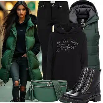 Zima outfit mit Črna Superga Zimske superge/Zimski gležnjar/Škornj za Sneg/Oblazinjeni škorenj/Zimski škornj iz jagnječje kože primohurt "Jesenski videz"