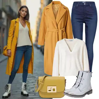 Zimske Outfiti Stari denar mit Rjava/Temno modra/Roza/Modra/Rumena/Črna answear lab "Kreeft"Look: Stil, Poslovna, Morski, Francoski, Pametno priložnostno, Pisarna, Stari denar, Plemenita, Kul