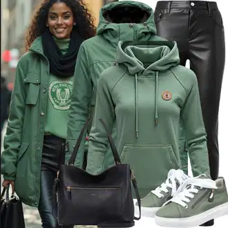 Zimske Outfiti Stari denar mit Črna/Bela Usnjena Hlača/Leginge v Videzu Usnja/Usnjena pajkica/Treggings/Skinny Hlače/Hlače iz Imitacije Usnja Pieces "Kul zimski outfit"Look: Stil, Emo, Kul, Stari denar, Zunaj, Brez šivov, Techno, Mokrega videza