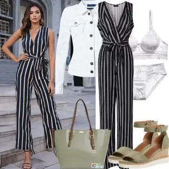 Outfity pro léto Pracovní oděvy s Šedá/Krémová/Bílá/Světle šedá Džínové Bund/Krátký Bund/Letní Bund/Košilová bunda/Krátký Bund/Krátké Džínové Bundičky Only "Letní obchodní vzhled"Look: Univerzitní, Western, Pracovní oděvy