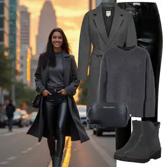 Outfit s Tmavě šedá/Šedá Zimní Kabát Vlněný kabát/Dlouhý kabát/Lodenový kabát/Frock Kabát/Dlouhý Kabát/Vlněný Kabát/Midi Kabát/Kašmírový Kabát Only "Perfektní na zimu"