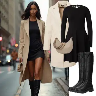 Boja Outfit sa Bež/Kaki Prijelazni Kaput/Lagani Kaput/Kaput od Vunenog Flisa/Kaput od Kašmira/Zimski Kaput Vuneni kaput/Vintage Kaput/Midi Kaput/loden kaput Only "Elegantan zimski outfit"Look: klasický, Boja, Ured, moderne, Sveučilišna, Pametno ležerno, Poslovni