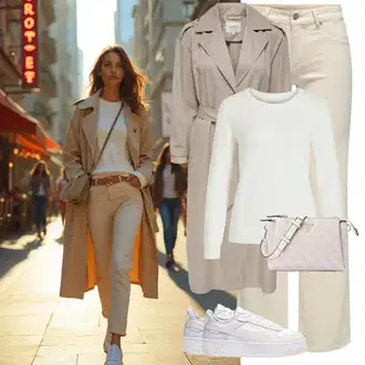 Outfit s Béžová/Hnědá/Fialová/Šedá/Khaki Dlouhý Kabát/Midi Kabát/Trenčkot/Letní Kabát/Trenčkot Only "Zimní look"