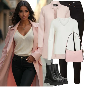 Stil Outfit sa Crna Ravna Gležnjača/Chelsea Gležnjača/Podstavljena Gležnjača About You "Zimski look"