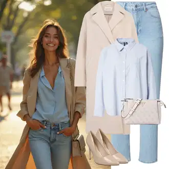 Vysoký Pas Outfit s Světle modrá Boyfriend Džínové kalhoty/Mom Jean/Zužující se Džíny/Zkrácené Džíny/Džíny s Rozparkem/High Waist Džínové Kalhoty/Rovná Džína/Girlfriend Džíny/Vintage džíny/Dad Džíny VERO MODA "Módní zimní outfit"