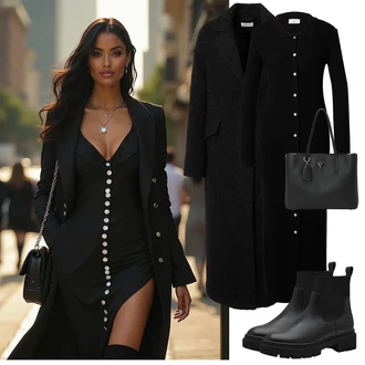 Polo-límec Outfit s Černá Nezařazené about you x toni garrn "Elegantní zimní outfit"