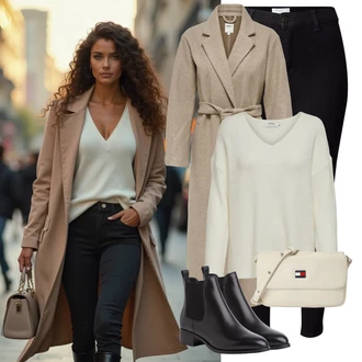 Outfit sa Siva/Smeđa/Bež/Kaki Vuneni Kaput/Midi Kaput/Dugi kaput/Kaput od Kašmira/loden kaput/Dugi Kaput/Zimski Kaput Vuneni kaput Only "Savršen za zimu"